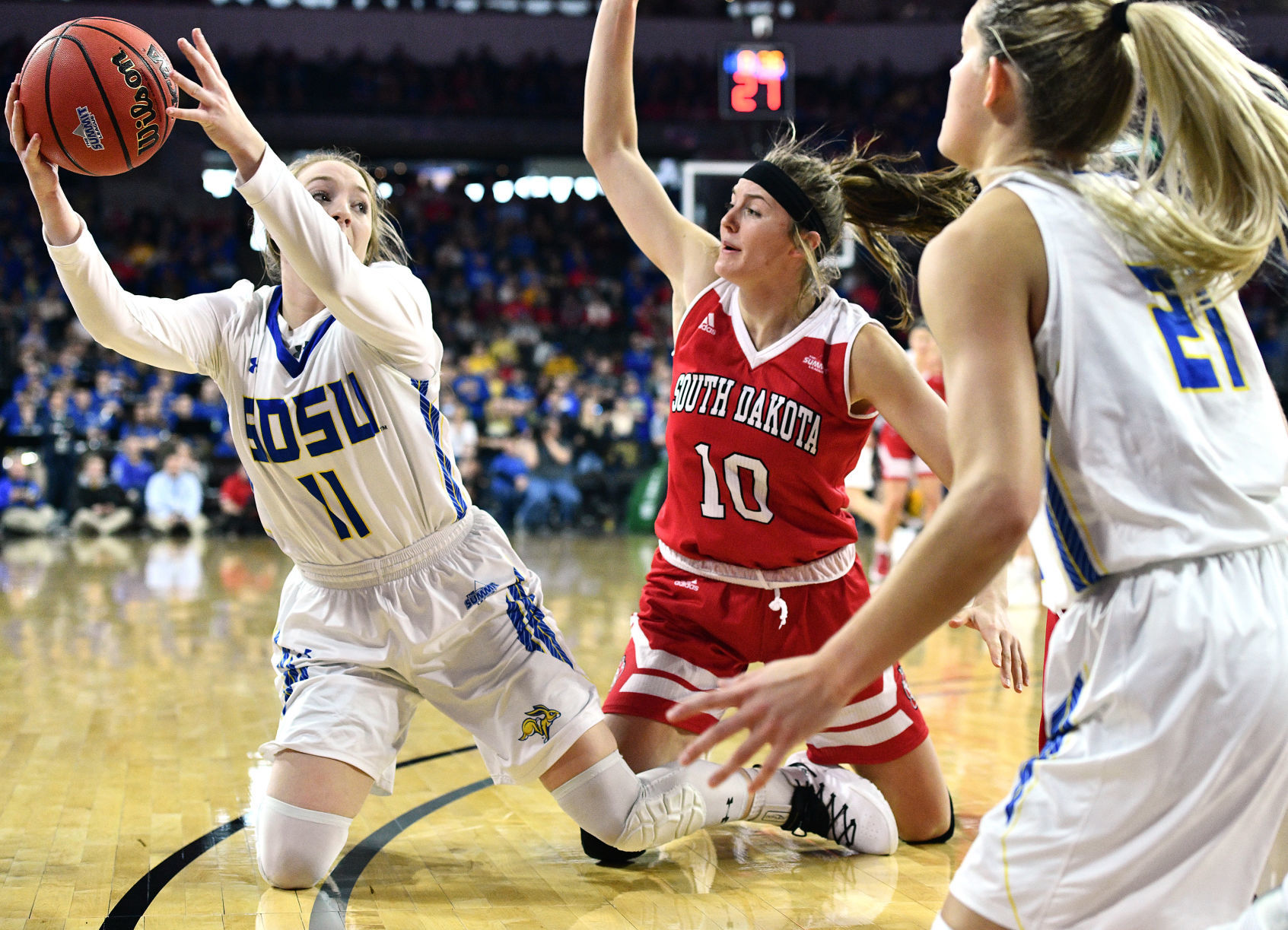 USD vs SDSU women's Summit League basketball